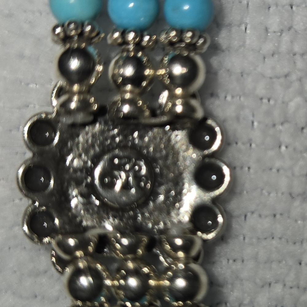 Turquoise and Silver Beaded Bracelet - Picture 5 of 5